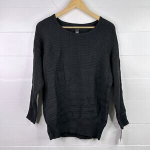 ALFANI Black Metallic Sparkle Ribbed Knit Pullover Sweater Sweatshirt Size Small